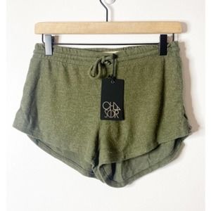 Chaser NWT Revolve Green Braided Pull On sweater shorts Med BUT fits like SMALL